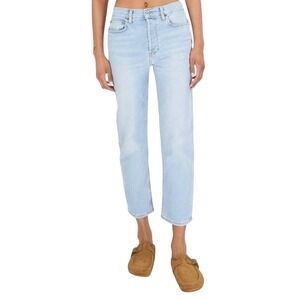 RE/DONE 70s Stove Pipe Jeans River Fade Light Blue High Rise Button Fly 29